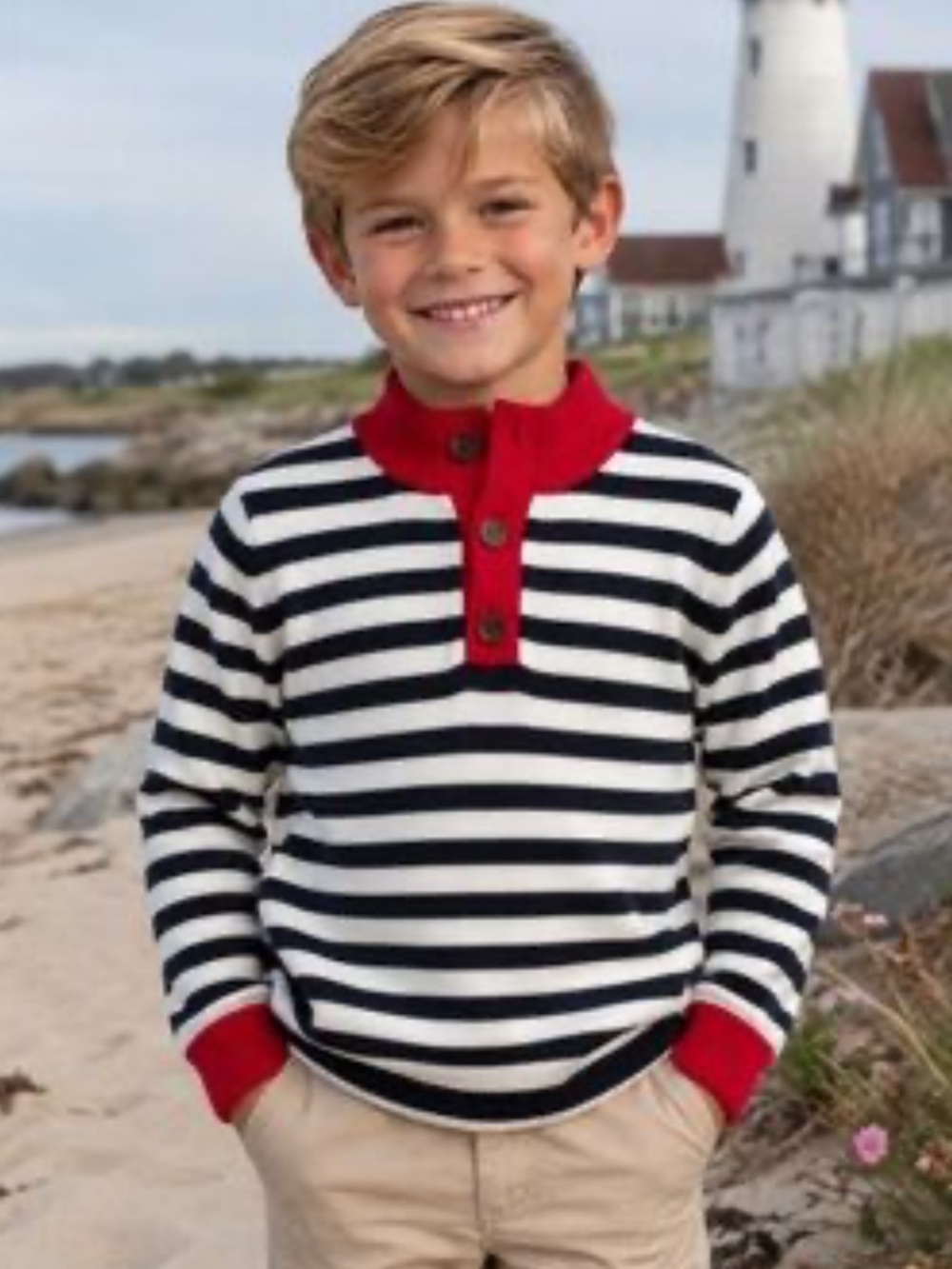 Classic Prep Scott Rowayton Stripe Navy & White Knit Pullover Size 10 NWT
